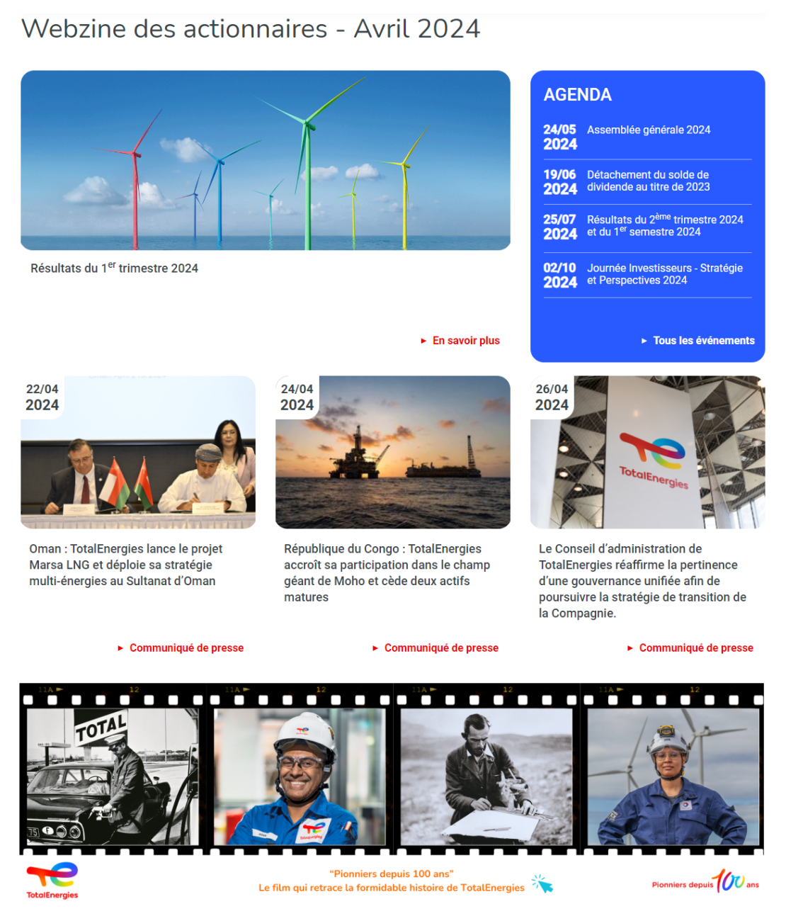 Webzine des actionnaires - Avril 2024 - Accéder au webzine